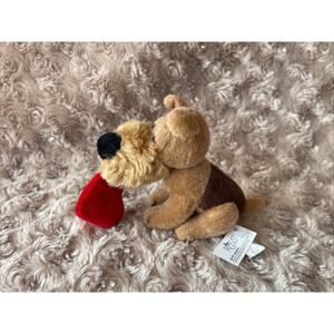 Vintage Russ Plush 4.5” Puppy Dog Schnauzer Holding Heart